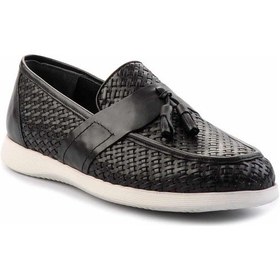 Resim Bambi Siyah Hakiki Deri Erkek Loafer Ayakkabı E01798105216 Siyah 