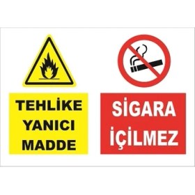 Resim Vizyon Trafik Tehlike Yanıcı Madde Sigara İçilmez Levhası 
