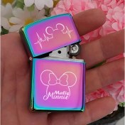 Resim İşte Bu Kişiye Özel Isimli Benzinli Zippo Çakmak Pembe Minnie Mickey Mouse Tasarım 