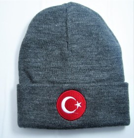 Resim Salarticaret Türk Bayraklı Kışlık Akrilik Bere Gri 