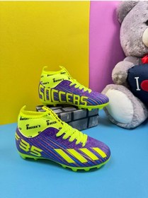 Resim Erkek Çocuk Halısaha Çoraplı Çivisiz Futbol Spor Ayakkabısı F35hs Mor-sarı 