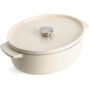 Resim KitchenAid CC006062-001 5.6 Litre 30 cm. Oval Döküm Demir Tencere - Krem 