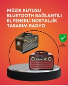 Resim Techno Stock Nostaljik Radyo Görünümlü Bluetooth Hoparlör – FM/AM Yayın, Kablosuz Bağlantı, Şarj Edilebilir 