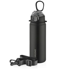 Resim Shotay ST-8228 750ml Siyah Pipetli Şeffaf Kapaklı Çelik Termos 