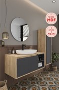 Resim BALNEOM Gül 100 Cm %100 Mdf Lavabolu Banyo Dolabı Ayna Alt Dolap Lavabo Boy Dolabı 
