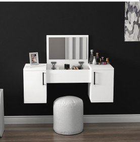 Resim Arnetti Duvara Monte Mercan Aynalı Makyaj Masası Beyaz 