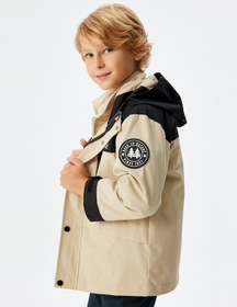 Resim Koton Su İtici Kayak Montu Kapşonlu Kapaklı Cep Detaylı Rüzgar Kapaklı Bej 5wkb00023tw Ekru 