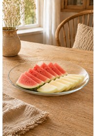 Resim Cam Servis Tabağı Şeffaf Salata Ve Meyve Sunum Tabağı Kahvaltılık Pasta Meze Tabağı 33x25 Cm 