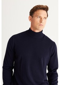 Resim AC&Co / Altınyıldız Classics Altinyildiz Classics Erkek Lacivert Standart Fit Normal Kesim Yarım Balıkçı Yaka Triko 4A4923100005LACXXL Lacivert 