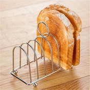 Resim 1 adet Paslanmaz Çelik Tost Ekmek Rafı Restoran Ev Ekmek Tutucu 6 Dilim Yiyecek Gösterme Aracı Restoran Mutfak Aksesuarları 
