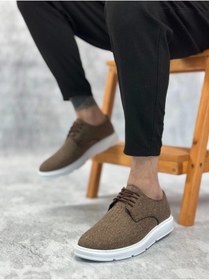 Resim aradimtaradim BA0003 Bağcıklı Klasik Spor Keten Kahverengi Beyaz Taban Casual Erkek Ayakkabı 