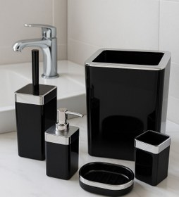 Resim İmera Akrilik 5 Parça Kare Banyo Seti Parlak 
