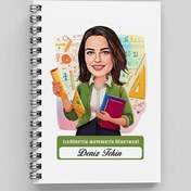 Resim Kadın İlköğretim Matematik Öğretmeni Karikatürlü Defter 