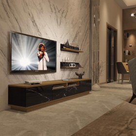 Resim Decoraktiv Trendstyle 220RS Mdf Tv Ünitesi Tv Sehpası - Pera - Siyah Mermer 