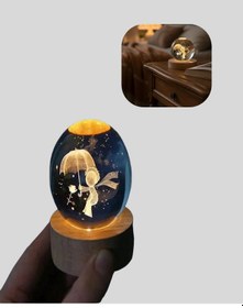 Resim Usb Led 3d Küçük Prens Kristal Küre Ahşap Standlı Gece Lambası 