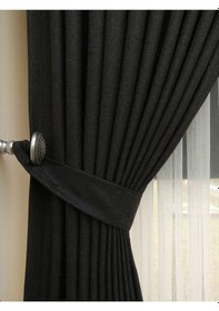 Resim Evdepo Home Keten Füme Fon Perde Tek Kanat Füme 