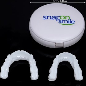 Resim 9 parça seti (2 üst diş + 2 alt diş + 4 yapışkan şerit + 1 kutu) Ayarlanabilir Klipsli Veneer Seti - Yumuşak ve kolay temizlenebilir üst ve alt protezler için uygun - ve, rahat ve doğal, invaziv cerrahi gerektirmez C849 