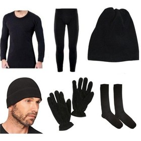 Resim Termal Içlik Takım-polar Bere,boyunluk-eldiven-kışlık Çorap 1çift Askeri Malzeme Seti-siyah Karışık 