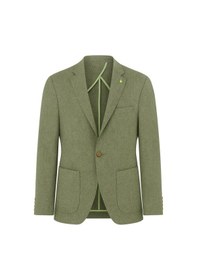 Resim Plus Scorpion Erkek Slim Fit Blazer Ceket Tek Düğmeli Çift Yırtmaçlı Torba Cepli Yarım Astarlı Haki 