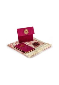 Resim Seccade Seti - Şantuk Kaplı Yasin - Seccade - Tesbih - Bordo Renk 