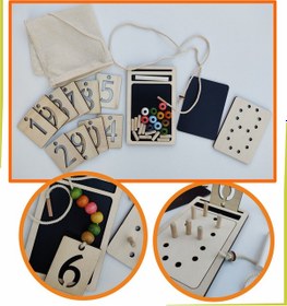 Resim 5'i 1 Arada Pim Takma İp Ve Boncuk Geçirme Yazı Tahtalı Sayı Ve D 