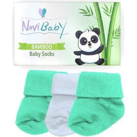 Resim Novibaby 3'lü Bambu Yenidoğan Bebek Çorabı I Minty I 0-6 ay "Karışık Renkli" 