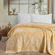 Resim Maxstyle Lavanta Jakarlı Çift Kişilik Pike Hardal 220x240 cm 