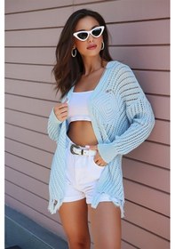 Resim Aqe Fashion Motif Detaylı Eteği Püsküllü Hırka Bebe Mavisi Bebe Mavi 