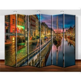 Resim Dekobul Kanal 6 Kanat Tekerlekli Kanvas Paravan 