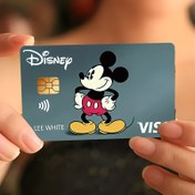Resim 4 adet Mickey Küçük Çip Kredi Kartı Bankası Kartı Cilt Etiketleri ile Yetkili Bir Set, Disney Mickey Mouse Erkek Arkadaş Hediyesi, Noel ve Yeni Yıl Hediyesi, ve Aşınmaya Dayanıklı Mat PVC Kendinden Yapışkan Film, Dört Stil Vinil Ücretsiz Açma Soyulma Filmi 