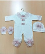 Resim Sönmez Baby Kız Bebek Ekru Renkli Fisto Dantelli Tulum 