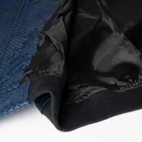 Resim Erkek Lacivert Parlak Doku Desenli Deri Mont Lacivert 