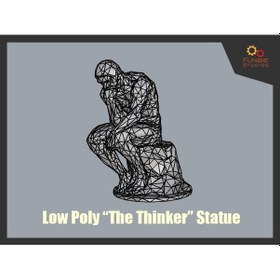 Resim Opencart Rodin'in Düşük Poli "düşünen" Heykeli Sadece Plastik Aparattır 