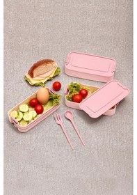 Resim Kapris Pembe 3 Katlı Beslenme Kutusu Yemek Taşıma Kabı Sefer Tası 