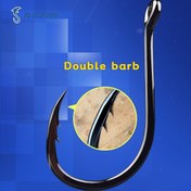 Resim 50 Adet Karbon Çeliği Çift Barb İnvertli Kancalı Set, Halka ve Delik ile Kolay Takma, Rafter/Su Ürünleri Balıkçılığı için Güçlü Tutma - Siyah 