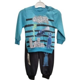 Resim Cebeciticaret Erkek Çocuk Mavi Alt Üst Takım %100 Pamuklu Kumaş (478556524) Mavi-6-9 Ay Lacivert - Mavi 