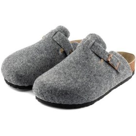 Resim Roy Jones 7004 Unisex Gri Yün Keçe Günlük Ev Terlik Gri 