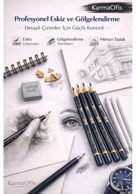 Resim Profesyonel Çizim Seti 4 Lü Dereceli Kalem 2b-2b-3b-4b + Hamur Silgi+3 Lü Pastel Dağıtma Kalemi 