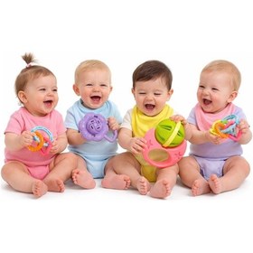 Resim Bebek Çıngırak Oyuncak Seti Diş Kaşıyıcı & Duyu Gelişim Oyuncakları 3'lü Set 