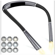 Resim Soulader Usb Şarjlı Katlanabilir Çift Başlı Boyun Okuma Lambası - Gece Kitap Okuma Işığı, 3 Adet Led Aydınlatmalı Pratik Okuma Aparatı Gri 