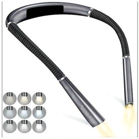 Resim Soulader Usb Şarjlı Katlanabilir Çift Başlı Boyun Okuma Lambası - Gece Kitap Okuma Işığı, 3 Adet Led Aydınlatmalı Pratik Okuma Aparatı Gri 