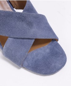 Resim Yargıcı Yumuşak Tabanlı Çapraz Deri Topuklu Terlik Lacivert 