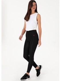 Resim U.S. Polo Assn. Kadın Siyah Yüksek Bel Spor Tayt 50312978-VR046 
