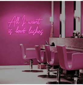 Resim Twins Led All I Want Is Love Lashes Yazılı Neon Tabela Pembe Model:model:39853366 Pembe 