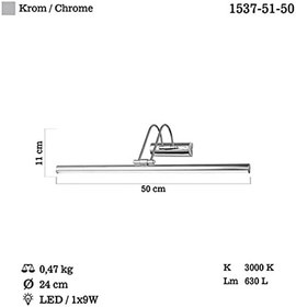 Resim Lucea Pona 50 Cm Ledli Krom Aplik 9w 