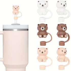 Resim 1/2/3 Paket Sevimli Ayı Bear Silikon Pipet Kapağı, Tekrar Kullanılabilir Toz Kapakları 30&40oz Tumbler için, Kupa Aksesuarları, Sevgililer Günü, Anneler Günü, Şükran Günü Hediyeleri için İdeal 