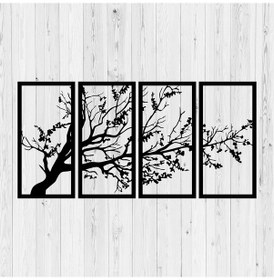 Resim Duvar Dekoru Sonbahar Ağaç Motifi Metal Tablo 