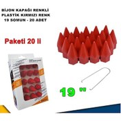Resim Sivri Mermi Tip Bijon Kapağı Plastik Kırmızı Renk 19 mm Bijon 