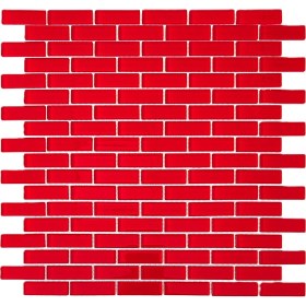 Resim Mutfak Tezgah Arası, Havuz, Banyo, Sauna, Spa, Iç ve Dış Dekorasyonda Tüm Yüzeyler Için, 15X48MM. Kırmızı, 30X30CM. Fileli Kristal Cam Mozaik. (11 File Karo = 1 M2 Fiyatıdır ) 