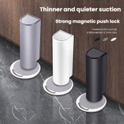 Resim 3 Renk Mevcut Ultra İnce Manyetik Kapı Kilitçisi Matkap Gerektirmez Sessiz Şok Emme Yükseklik Ayarlanabilir Rüzgar Geçirmez Kapı Emme Banyo Ofisi Ağır Hizmet Tipi Metal Kapı Kilitçisi Modern Aksesuar Anti-Çarpışma Yumuşak Ped 30 Ev İçin Uygun 
